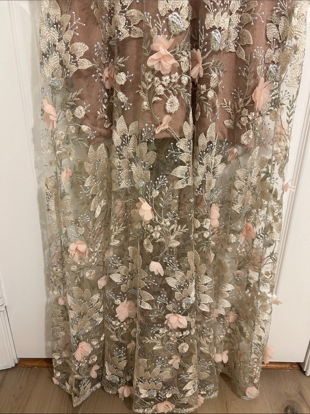 Dress The Population Sidney 3D Floral Appliqué Maxi Gown Pink Rose New Size XXL - Picture 10 of 16